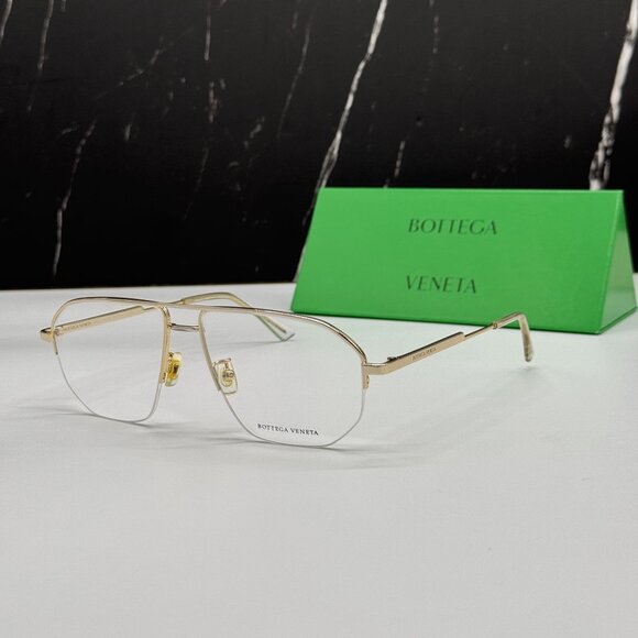 NEW BOTTEGA VENETA BV1109O 002 GOLD AVIATOR UNISEX EYEGLASSES - Picture 1 of 10